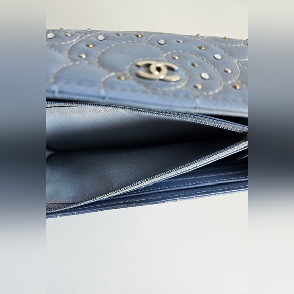 Chanel Periwinkle Camelia Studded Long Flap Wallet - Picture 7 of 10